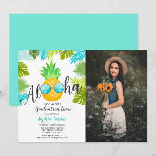 Graduation Luau Party Invitation Pineapple Grad