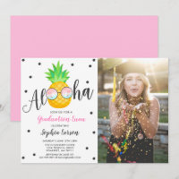 Graduation Luau Party Invitation Pineapple Grad