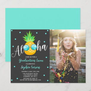 Graduation Luau Party Invitation Pineapple Grad