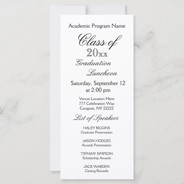 Graduation Luncheon Simple Typography (Front)