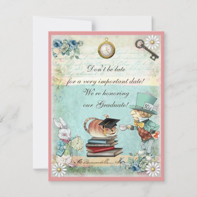 Graduation Mad Hatter Tea Party Invitation (Front)
