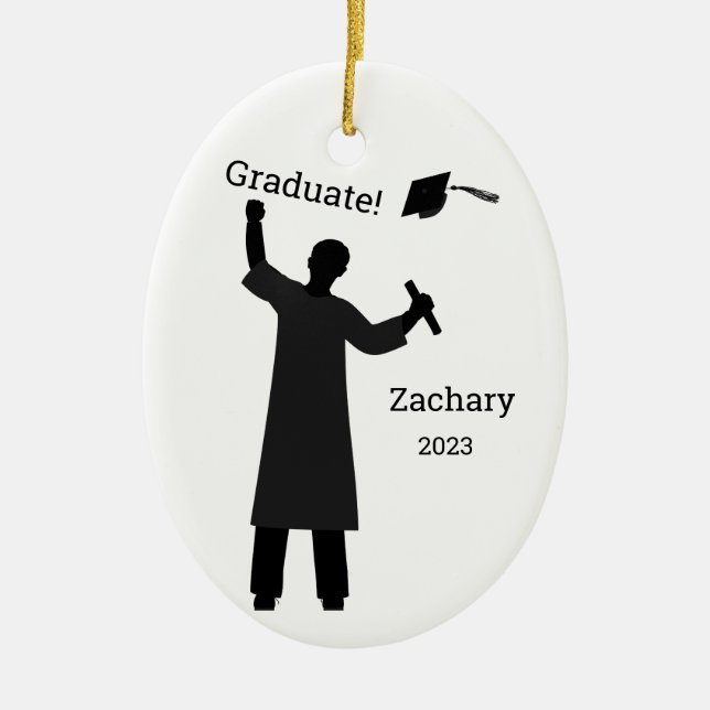 Graduation Male Celebration Keepsake Ceramic Ornament (Front)