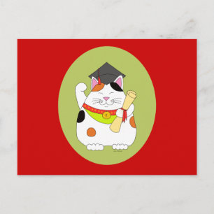 Graduation Maneki Neko Announcement Postcard