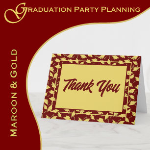 Graduation Maroon and Gold Party Thank You Card
