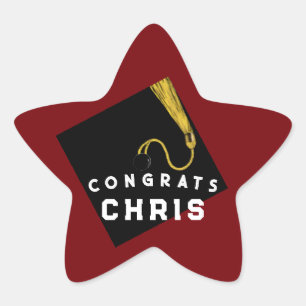 Graduation Maroon Star Sticker