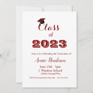 Graduation Maroon & White Invitation Class of 2024