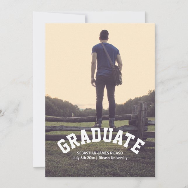 Graduation Masculine Modern Personalized Announcement (Front)