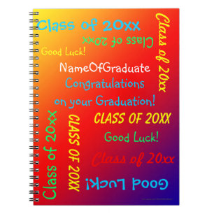 Graduation Memory Book, Vivid Rainbow Orange Red  Notebook