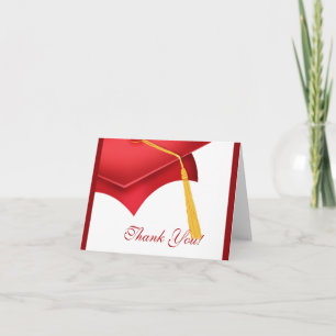 Graduation Merci Note Card blanc Red Grad Casquett