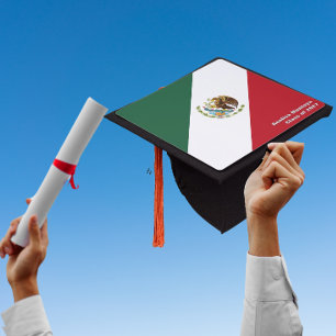 Graduation Mexican Flag Scarf Stole Sash Cap Topper