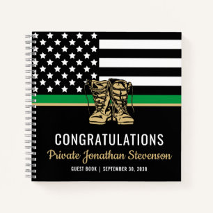 Graduation Militaire Drapeau Vert Livre d'or de l'