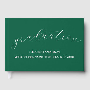 Graduation Minimalist Green Guest Book