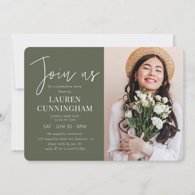 Graduation Minimalist Modern Simple Chic Photo Invitation (Front)