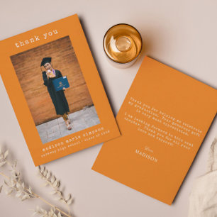 Graduation Minimalist Thank You Simple Photo  Card