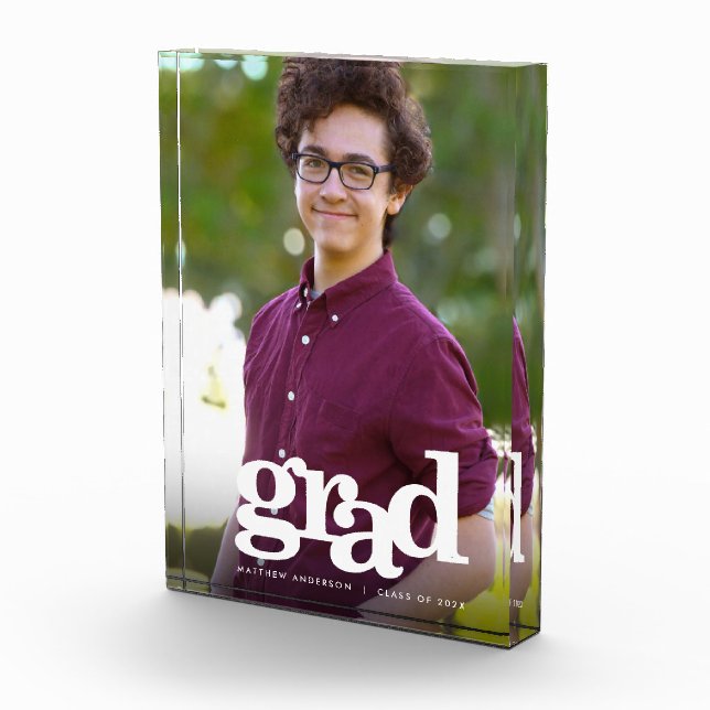 Graduation Modern Bold Typography Custom Keepsake Photo Block (Right)