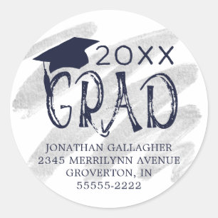 Graduation Modern CONGRATS GRAD Return Address Classic Round Sticker