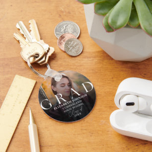 Graduation Modern Elegant Photo Grad Keychain