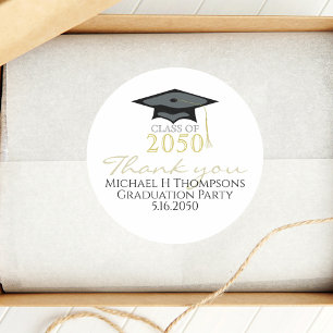 Graduation Modern Elegant Script Typography Classic Round Sticker