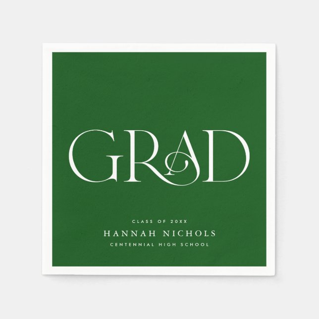 Graduation Modern Elegant Type Green Napkins (Front)