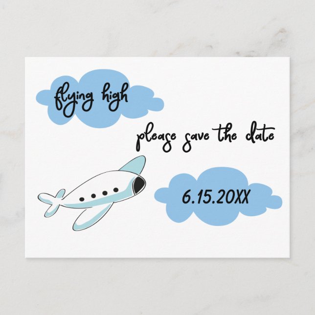 Graduation Modern Flying High Plane Cloud Postcard (Front)
