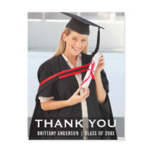 Graduation Modern Graduate Photo Thank You