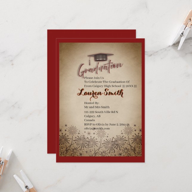 Graduation Modern Graduation Party Invitation (Devant/Arrière en situation)