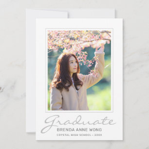 Graduation Modern Gray Script Typography Photo Announcement
