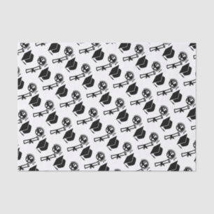 Graduation Modern Icons Black and White Tassel Cap Tissue Paper