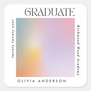 Graduation modern minimal aura pastel typography square sticker