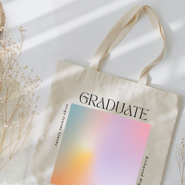 Graduation modern minimal aura pastel typography tote bag (Creator Uploaded)