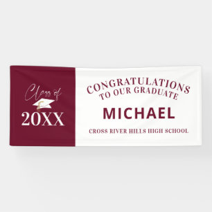 Graduation Modern Minimal CLASS OF 20XX Maroon Banner