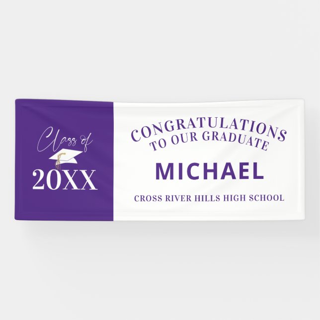 Graduation Modern Minimal CLASS OF Purple Banner (Horizontal)