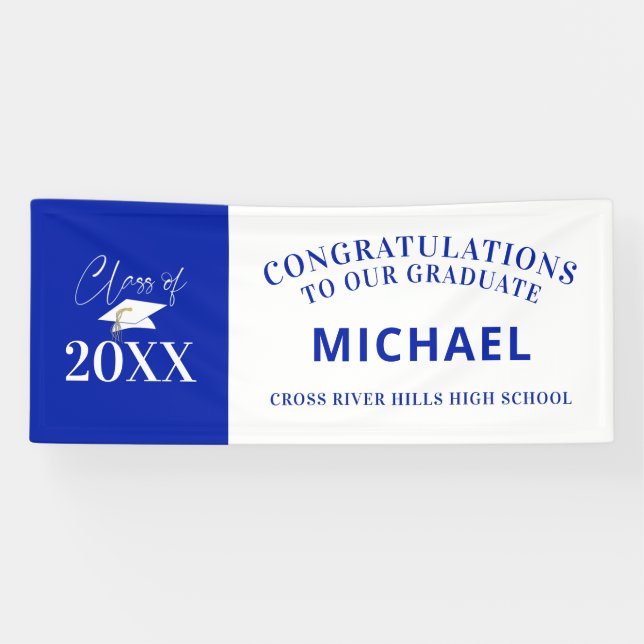Graduation Modern Minimal CLASS OF Royal Blue Banner (Horizontal)