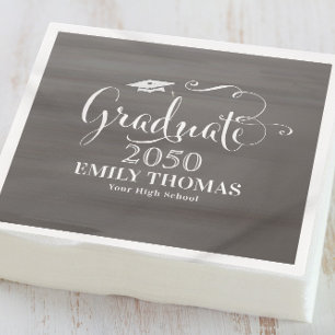 Graduation Modern Minimalist Chalkboard Script Napkin