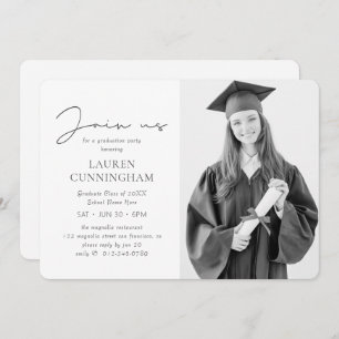 Graduation Modern Minimalist Chic Photo Grad Party Invitation