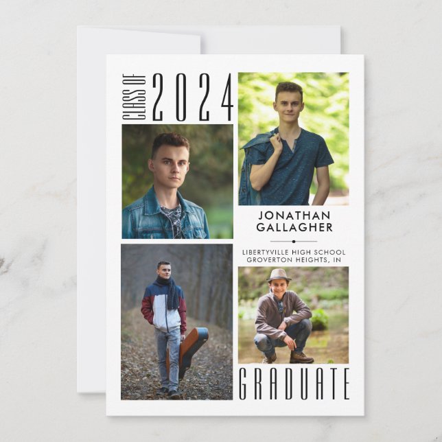 Graduation Modern Photo Collage Announcement (Front)