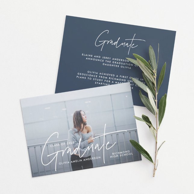 Graduation modern photo script typography elegant invitation (Creator Uploaded)