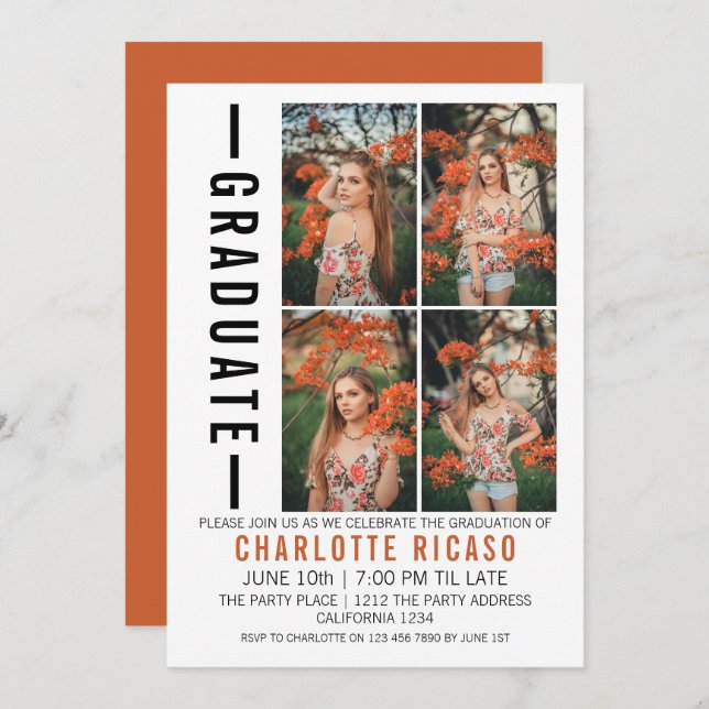 Graduation Modern Photo Template Personalized (Front/Back)