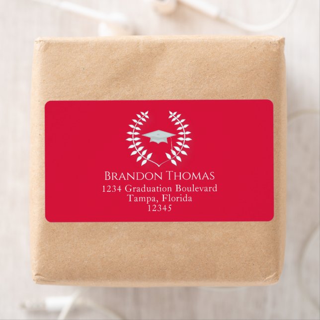 Graduation Modern Return Address Crimson RedLabel (Insitu)