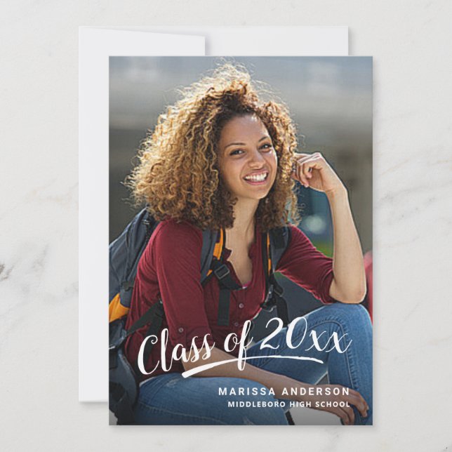 Graduation Modern Script 2+Sided Party Photo Invitation (Front)