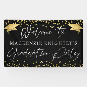 Graduation Modern Script Gold Confetti Welcome  Banner