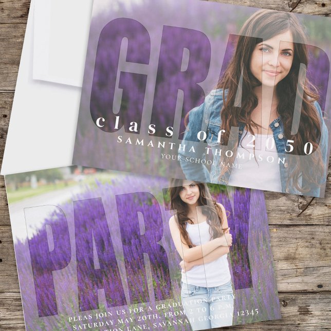 Graduation Modern Simple Grad Typography Two Photo Invitation (Creator Uploaded)