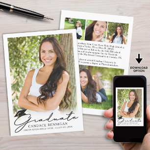 Graduation Modern Simple Script 5 Photo Announcement