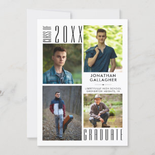 Graduation Modern Sleek Photo Collage Announcement