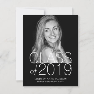 Graduation Modern Stacked Text Dark Photo Invite