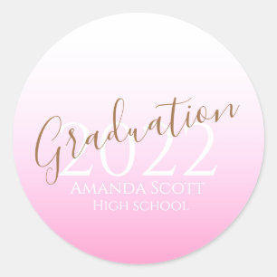 Graduation modern trendy personalized photo invita classic round sticker