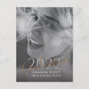 Graduation modern trendy personalized photo invita postcard