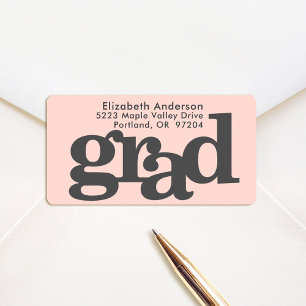 Graduation modern typography, blush pink address label