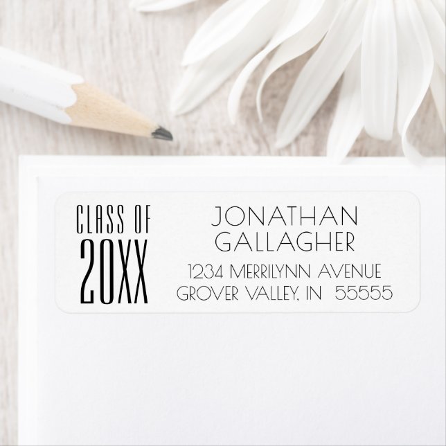 Graduation moderne Classe Noir Blanc Année (En situation)