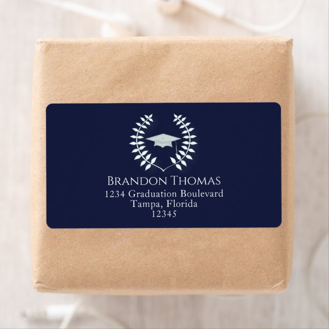 Graduation Moderne Classic Carton bleu marine (En situation)